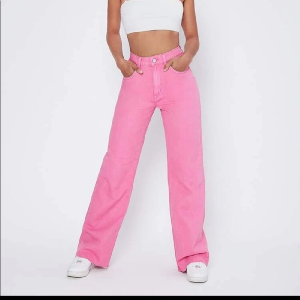 SHEIN Vibrant Pink High Rise Jeans